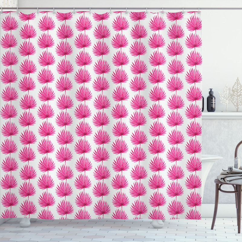 Pink Forest Leaves Shower Curtain