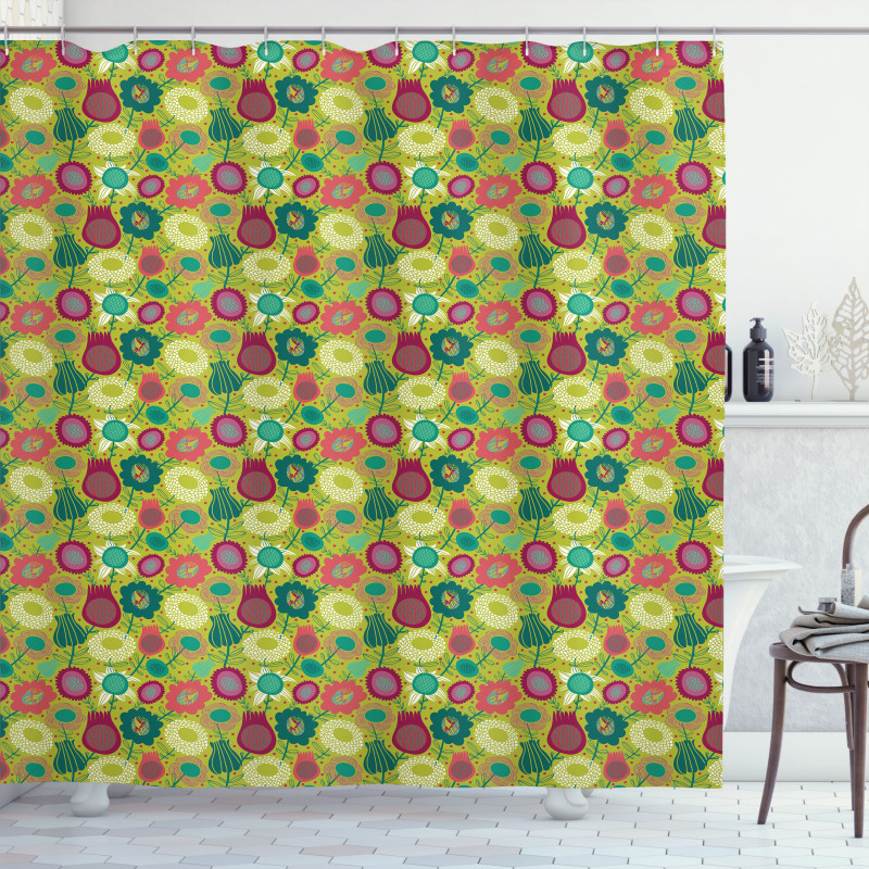Whimsical Floral Art Shower Curtain