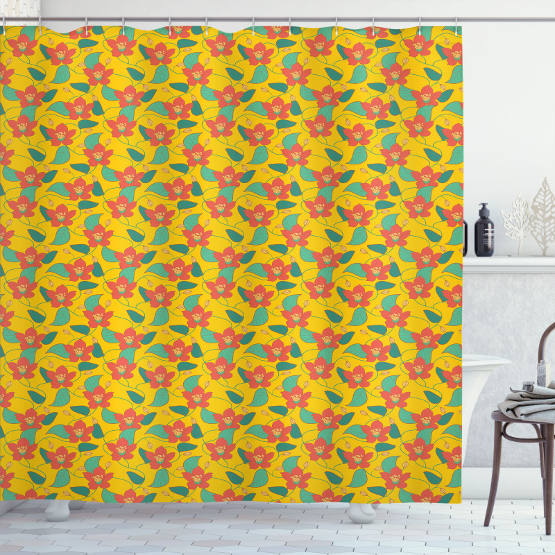 Retro Meadow Pattern Shower Curtain