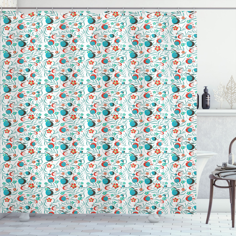Abstract Foliage Fruits Shower Curtain
