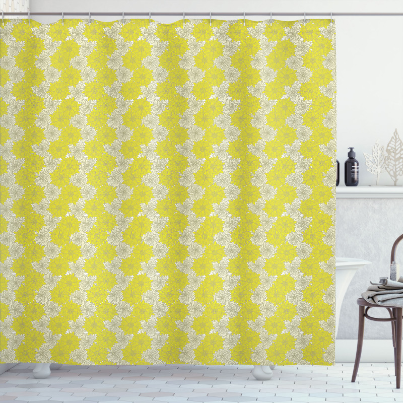 Bicolor Floral Design Shower Curtain