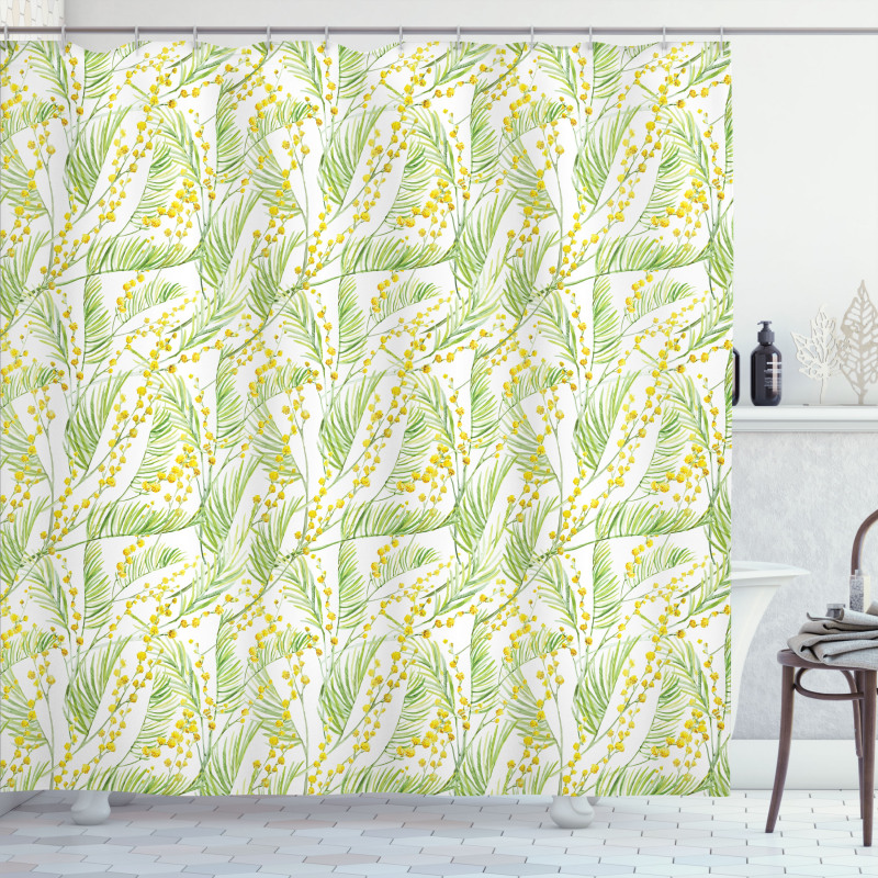 Watercolor Mimosa Shower Curtain