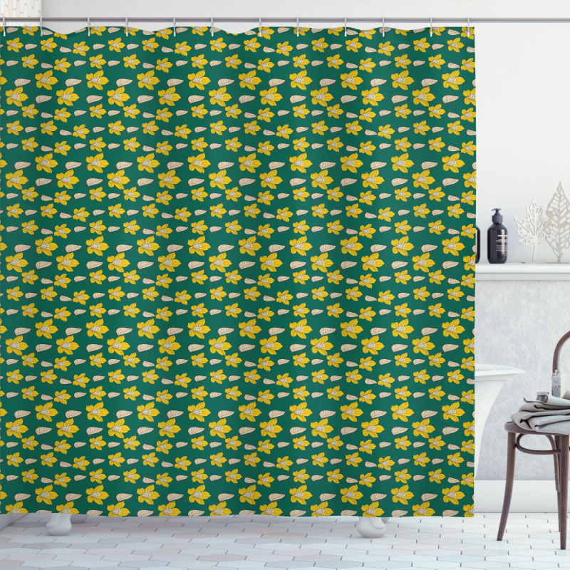 Blooming Foliage Vintage Shower Curtain
