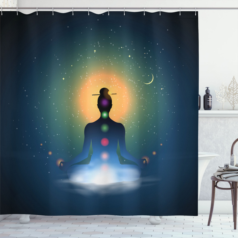 Meditating Woman Chakra Shower Curtain