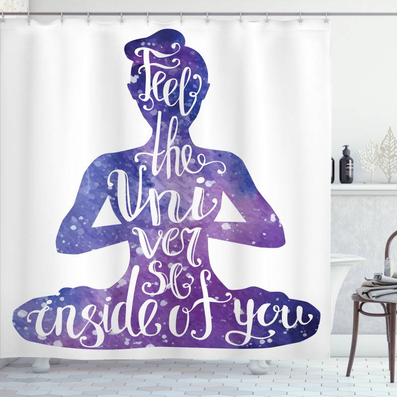 Female Silhouette Words Shower Curtain