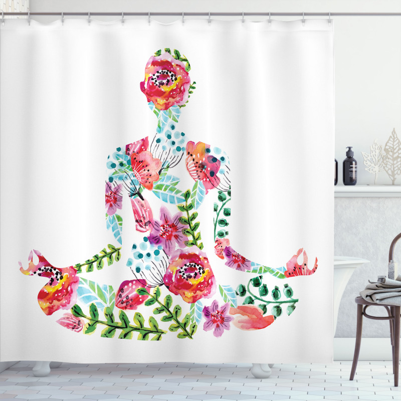 Silhouette with Flowers Shower Curtain