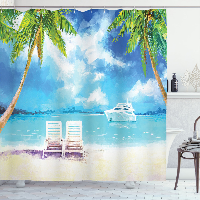 Exotic Beach Palms Shower Curtain