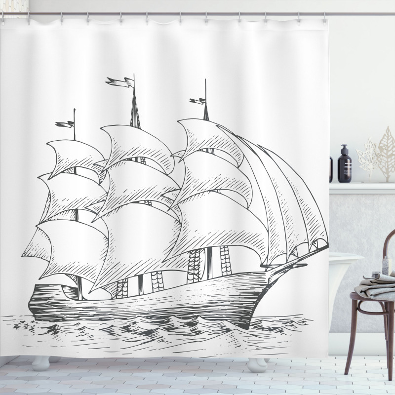 Medieval Ship Sea Shower Curtain
