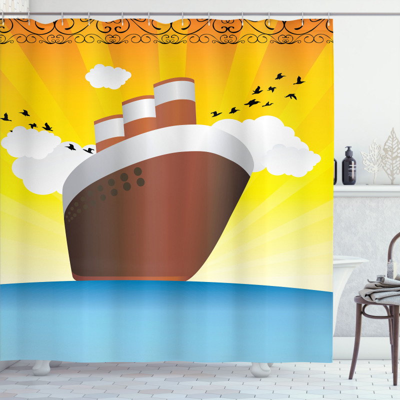 Art Deco Big Ship Shower Curtain