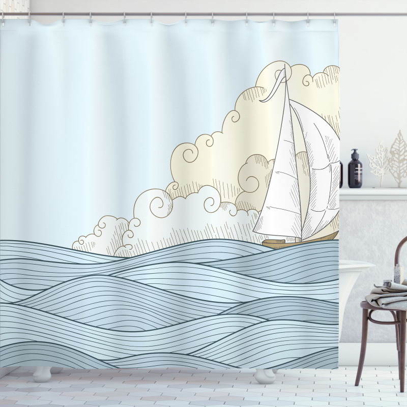 Doodle Style Ocean Shower Curtain