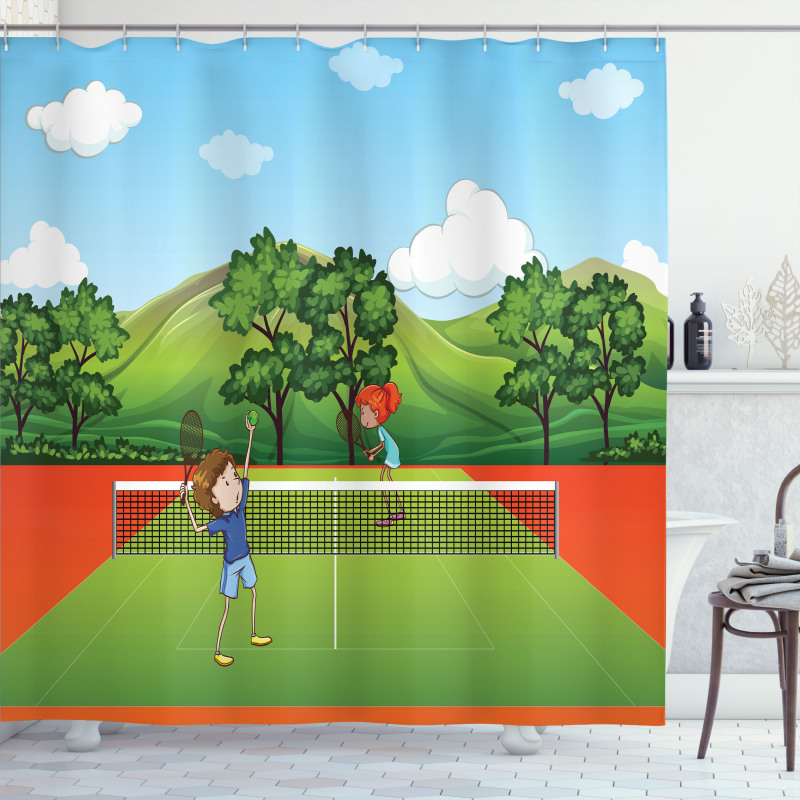 Friends Play Tennis Shower Curtain