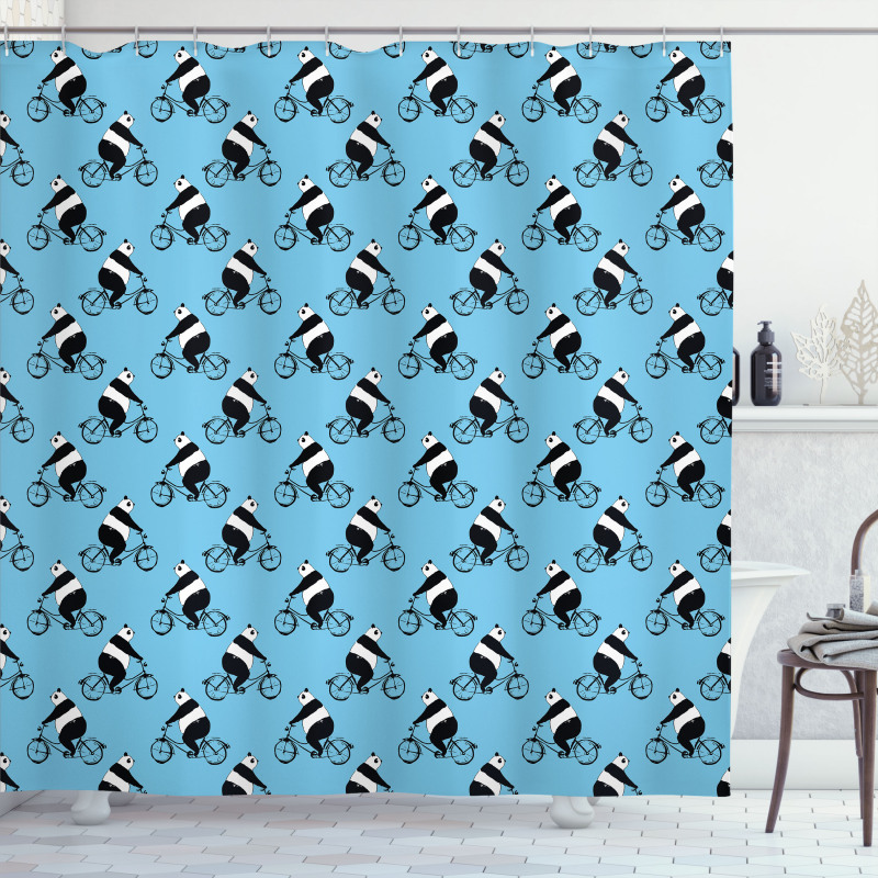 Panda on Bicycle Shower Curtain