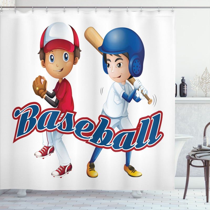 Baseball Pitching Shower Curtain