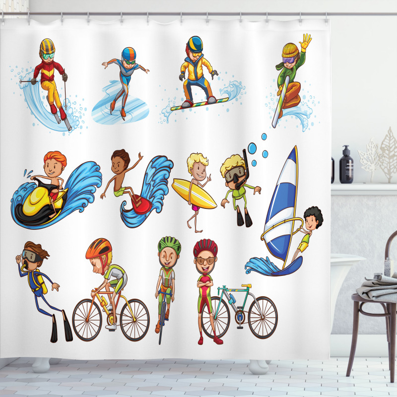 Surfing Cycling Shower Curtain