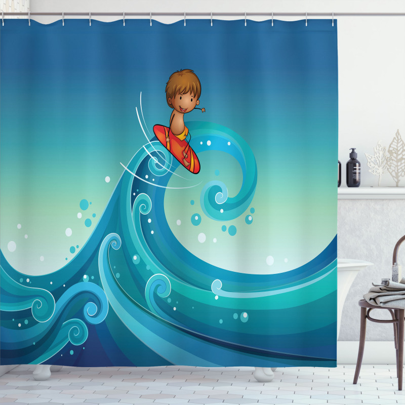 Surfing Baby Waves Shower Curtain