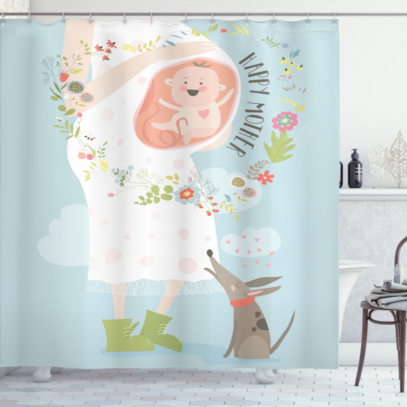 Happy Mother Words Shower Curtain