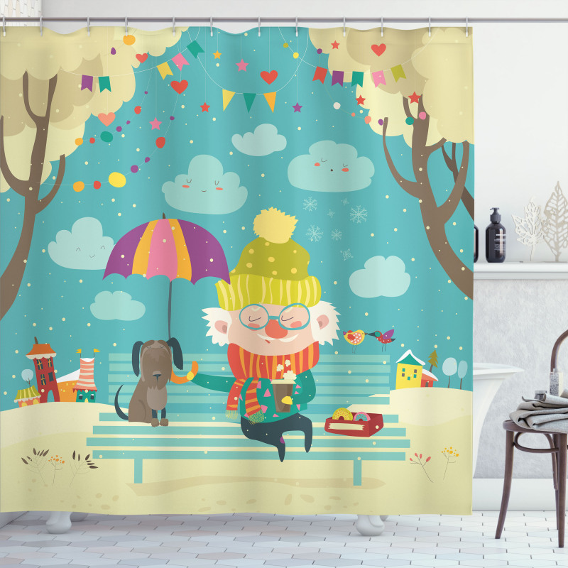 Old Man and His Dog Shower Curtain