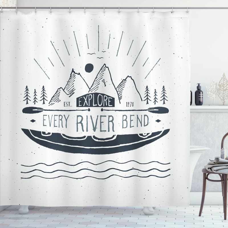 Sketch Style Mountains Shower Curtain