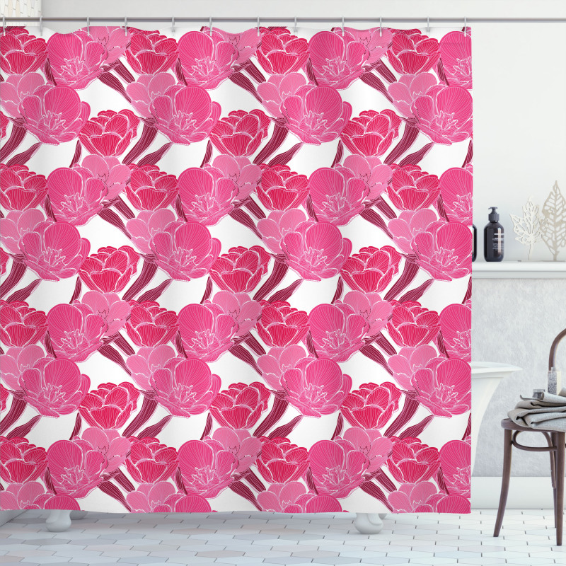 Pink Spring Blossoms Shower Curtain