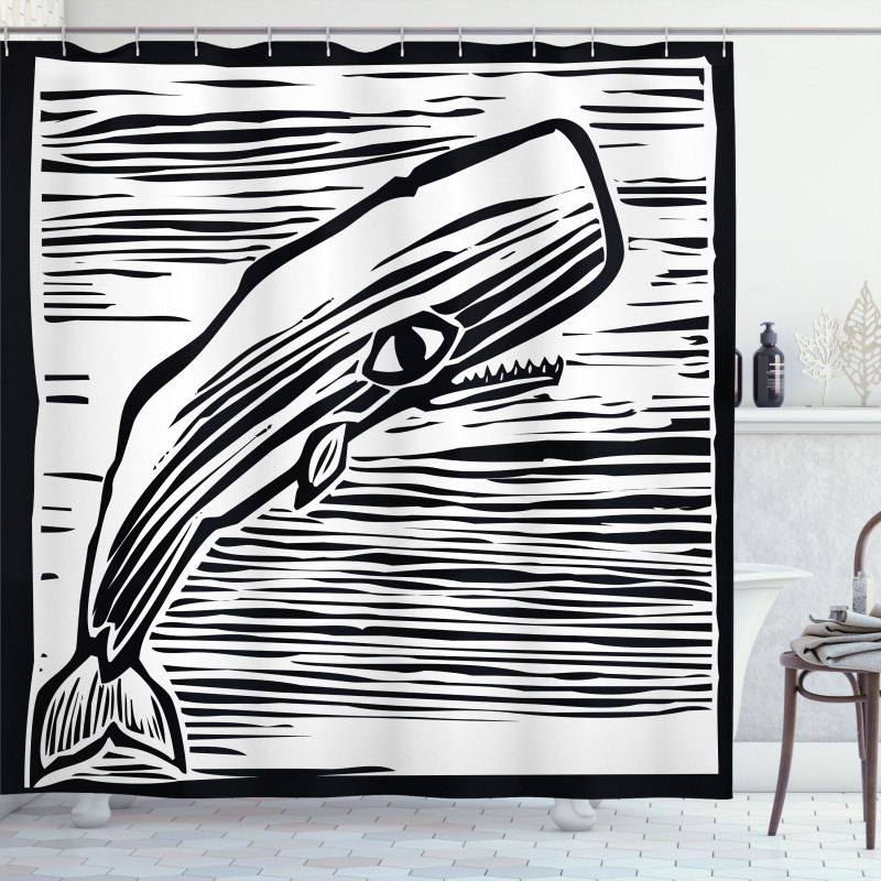 Vintage Stripy Sea Fish Shower Curtain