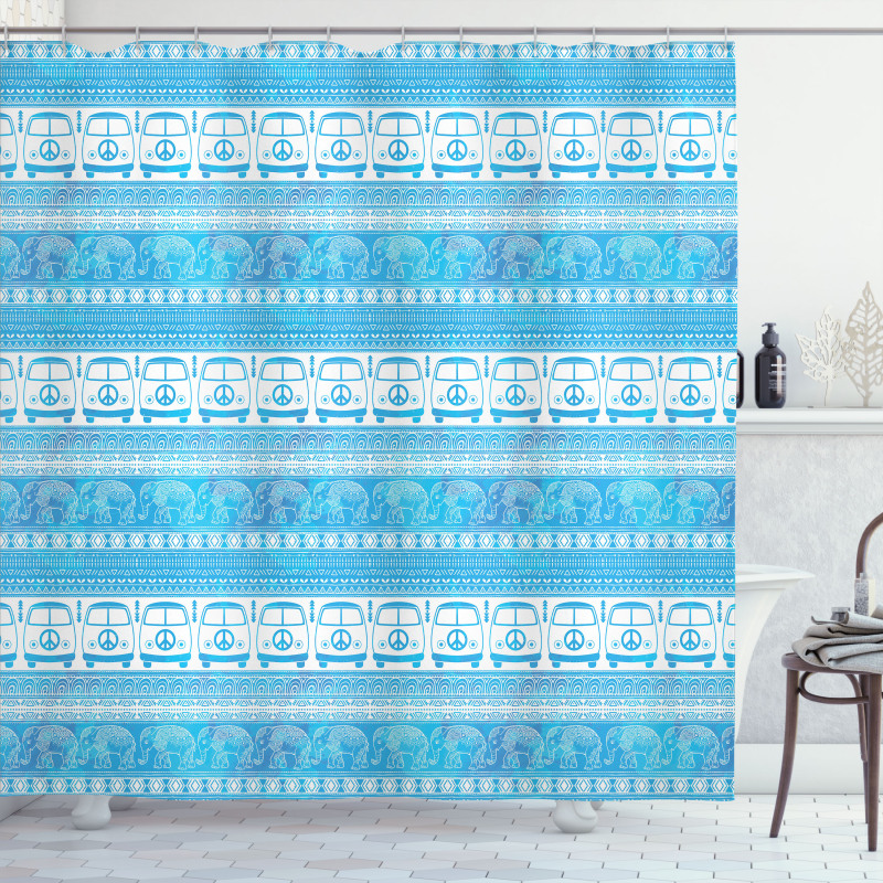 Minivans Elephants 60s Shower Curtain