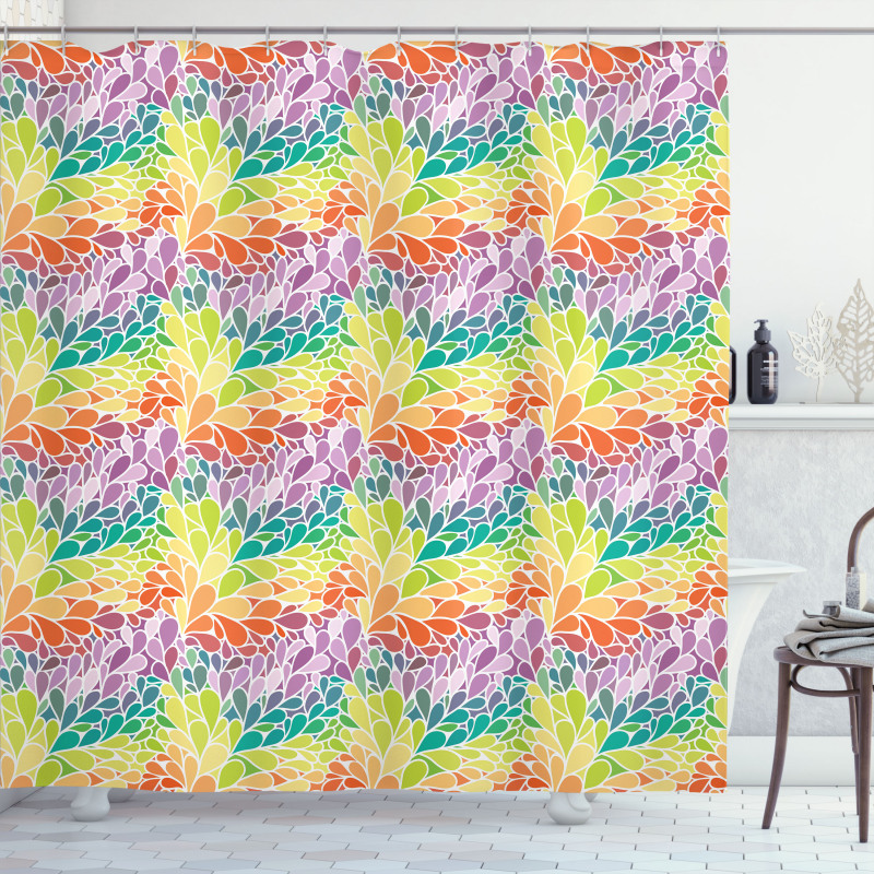 Doodle Lively Leaves Shower Curtain