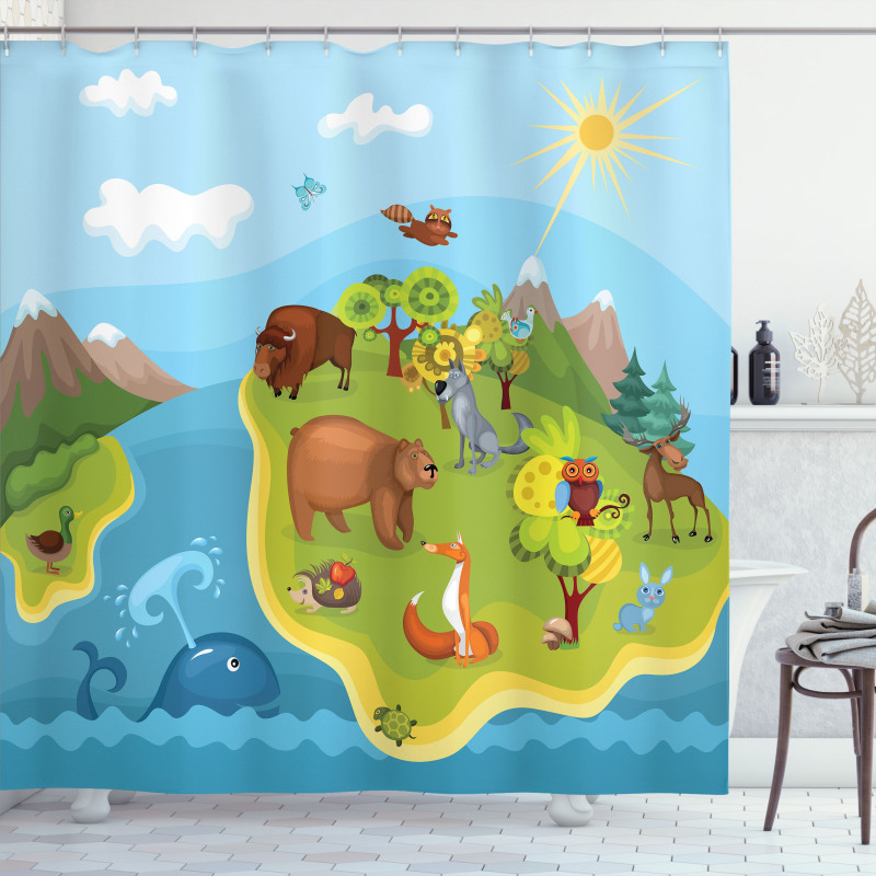 Happy Planet Mountains Shower Curtain