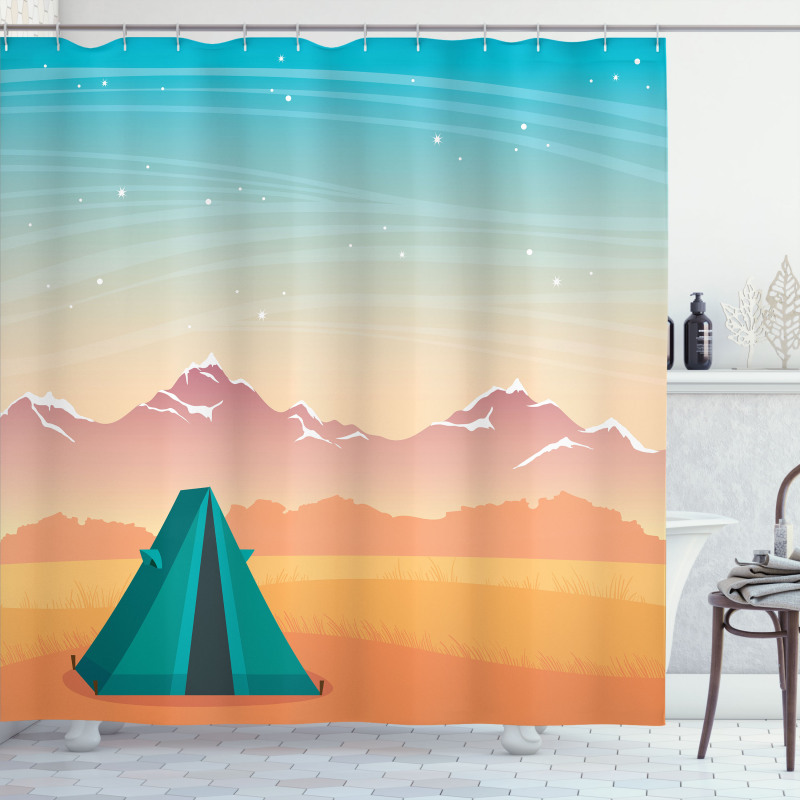 Travel Tent Mountains Shower Curtain