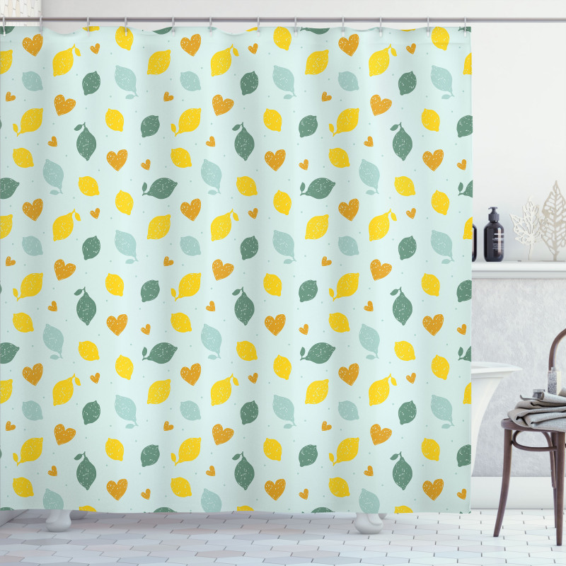Scribbled Lemon Design Shower Curtain