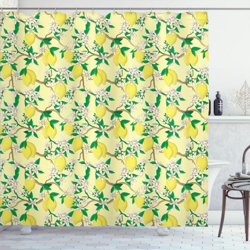 Blooming Lemon Flowers Shower Curtain