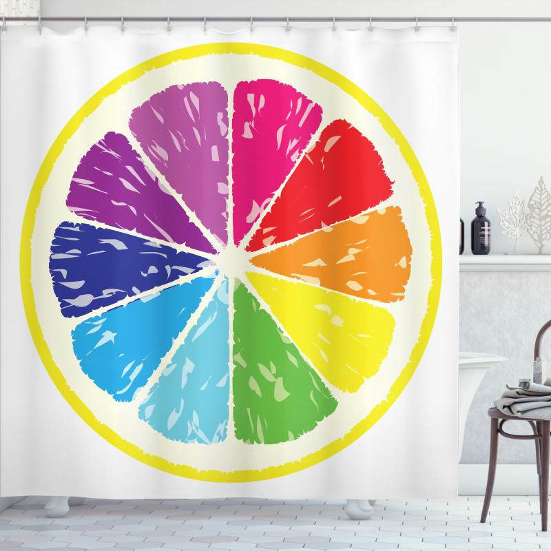 Rainbow Citrus Slice Shower Curtain