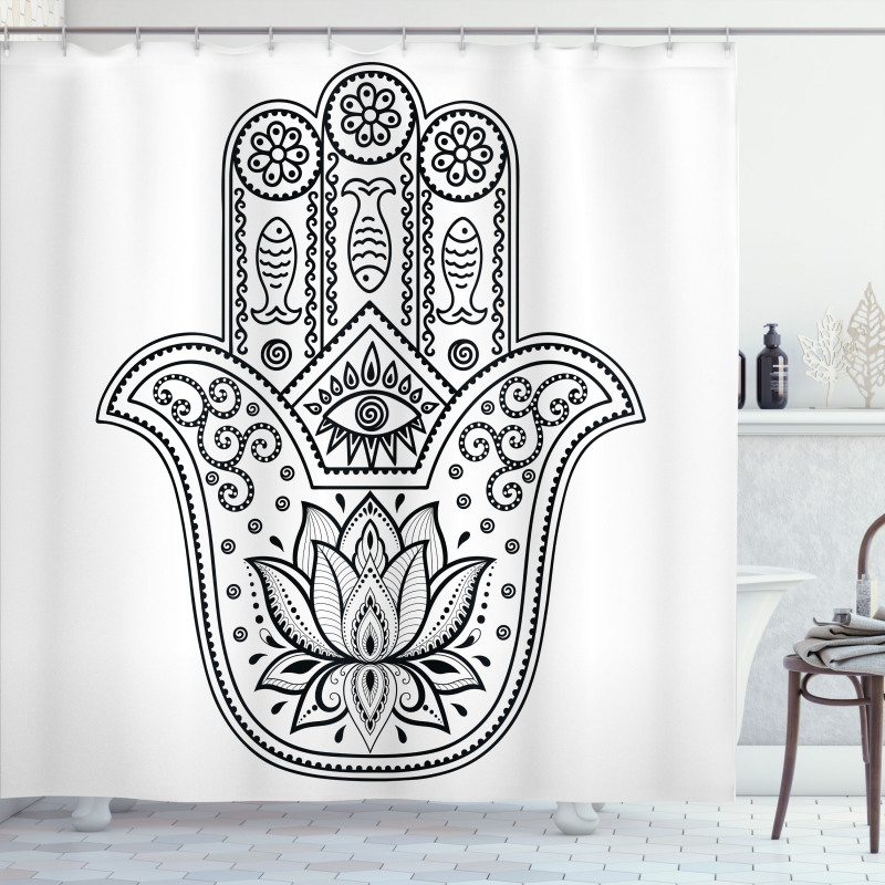 Oriental Lotus and Fish Shower Curtain