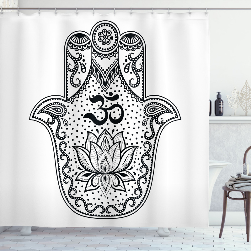 Oriental Curlicues Lotus Shower Curtain