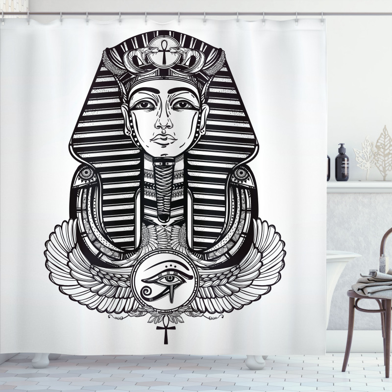 Vintage Pharaoh Tattoo Shower Curtain