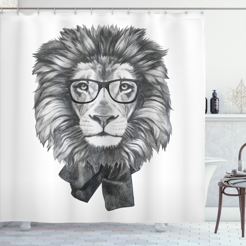 Hipster Animal in Glasses Shower Curtain