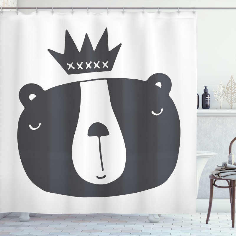 Humorous Bear in Crown Shower Curtain