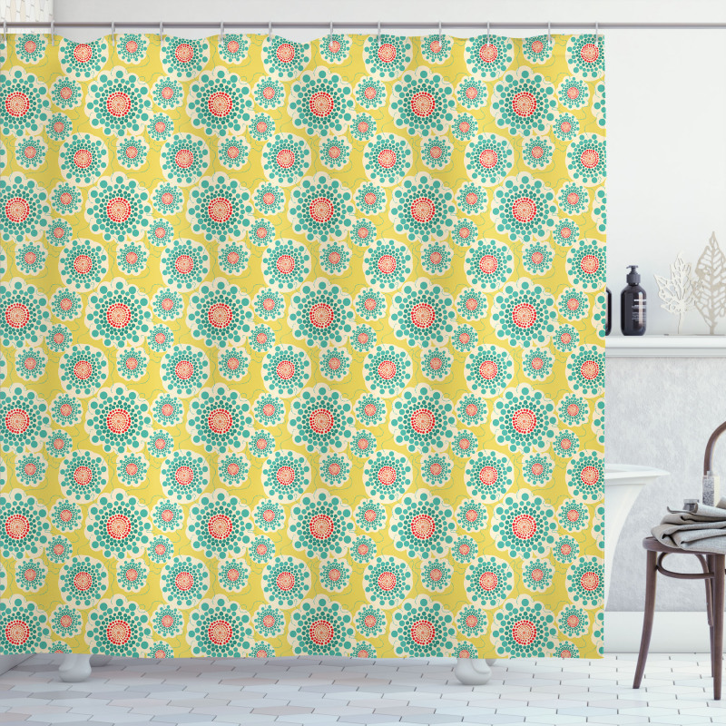 Dotted Flowers Shower Curtain