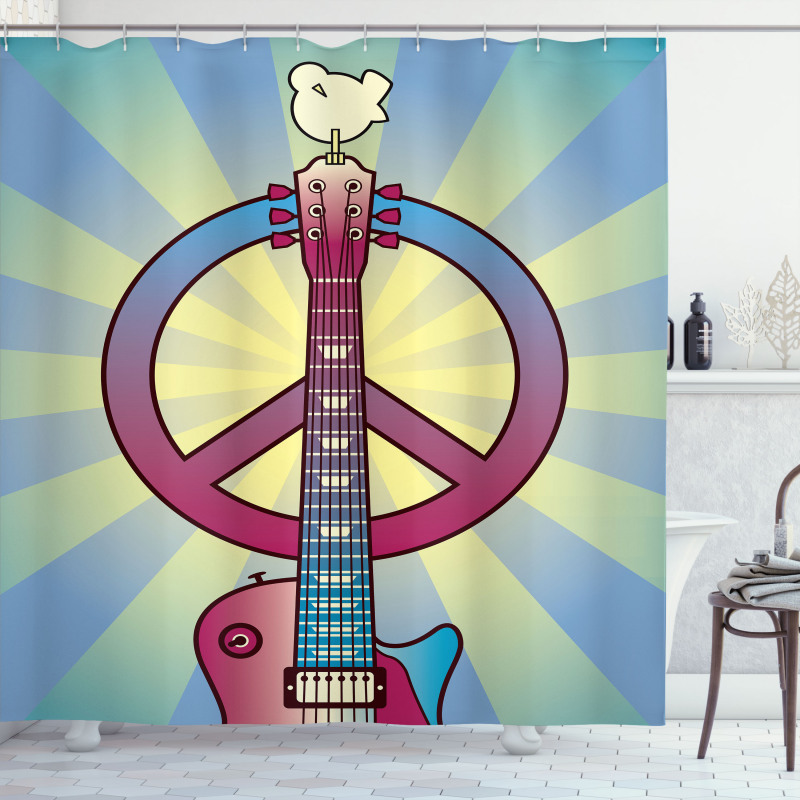 Woodstock Music Theme Shower Curtain