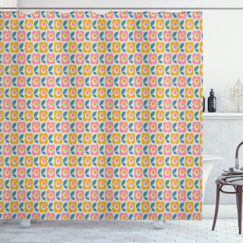 Floral Pattern Design Shower Curtain