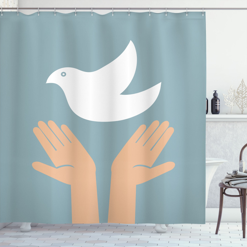 Peace Dove Flying Hands Shower Curtain