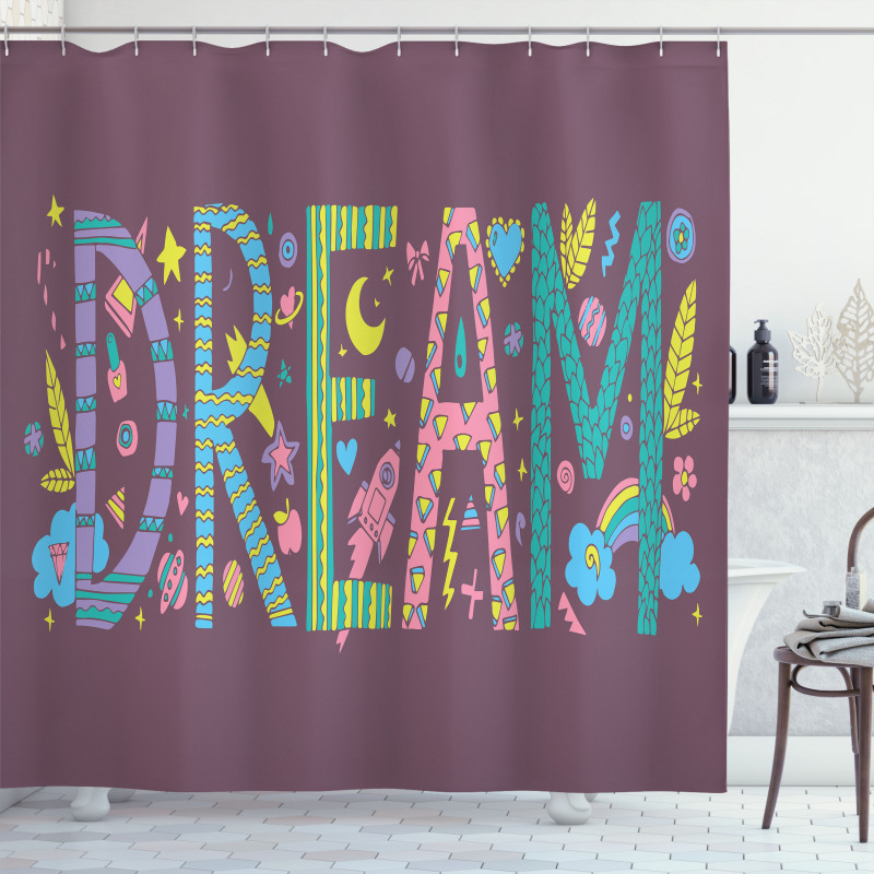 Doodle Art Dream Word Shower Curtain