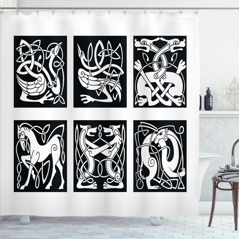 Tribal Abstract Animals Shower Curtain