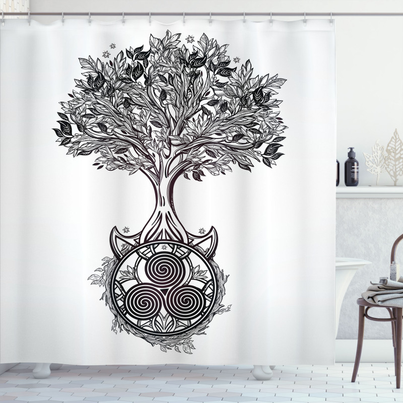 Tree of Life Triskelion Shower Curtain