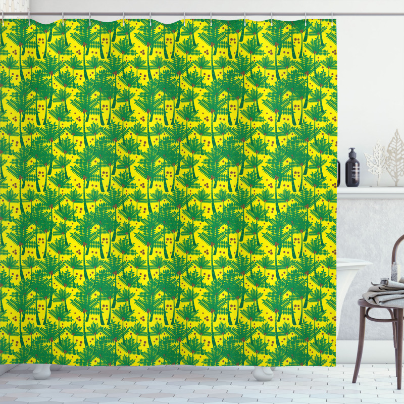 Coconuts on Palm Tree Shower Curtain