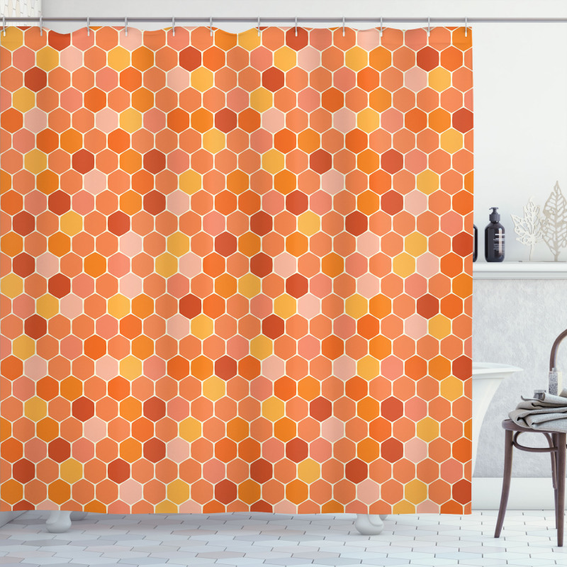 Gradient Honeycomb Shape Shower Curtain