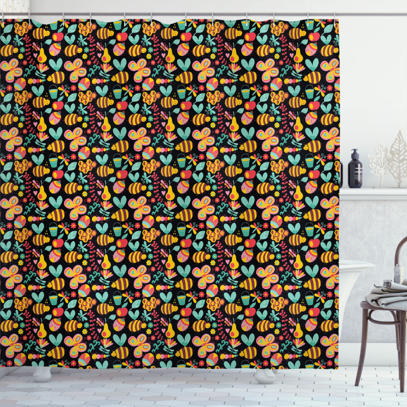 Graphic Summer Composition Shower Curtain