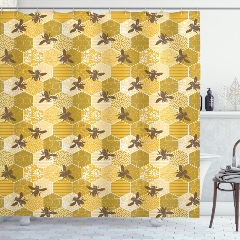 Silhouette Multiple Bees Shower Curtain