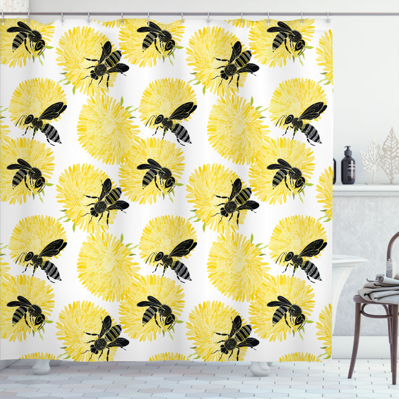 Nature Dandelion Flowers Shower Curtain