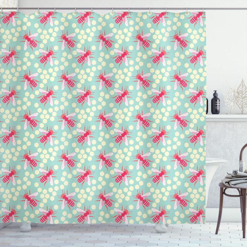 Abstract Honey Bee Shower Curtain