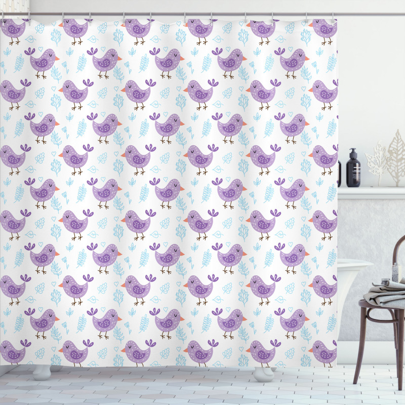 Lullaby Themed Birds Shower Curtain